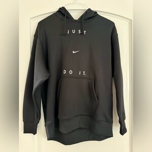 Nike woman’s Black Crewneck Hoodie with White 'Just Do It.'